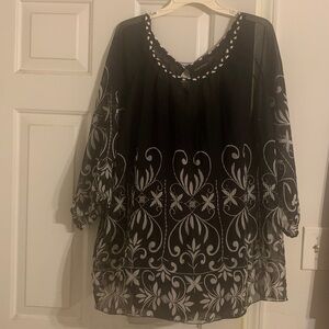 Lane Bryant Black and White Sheer Top